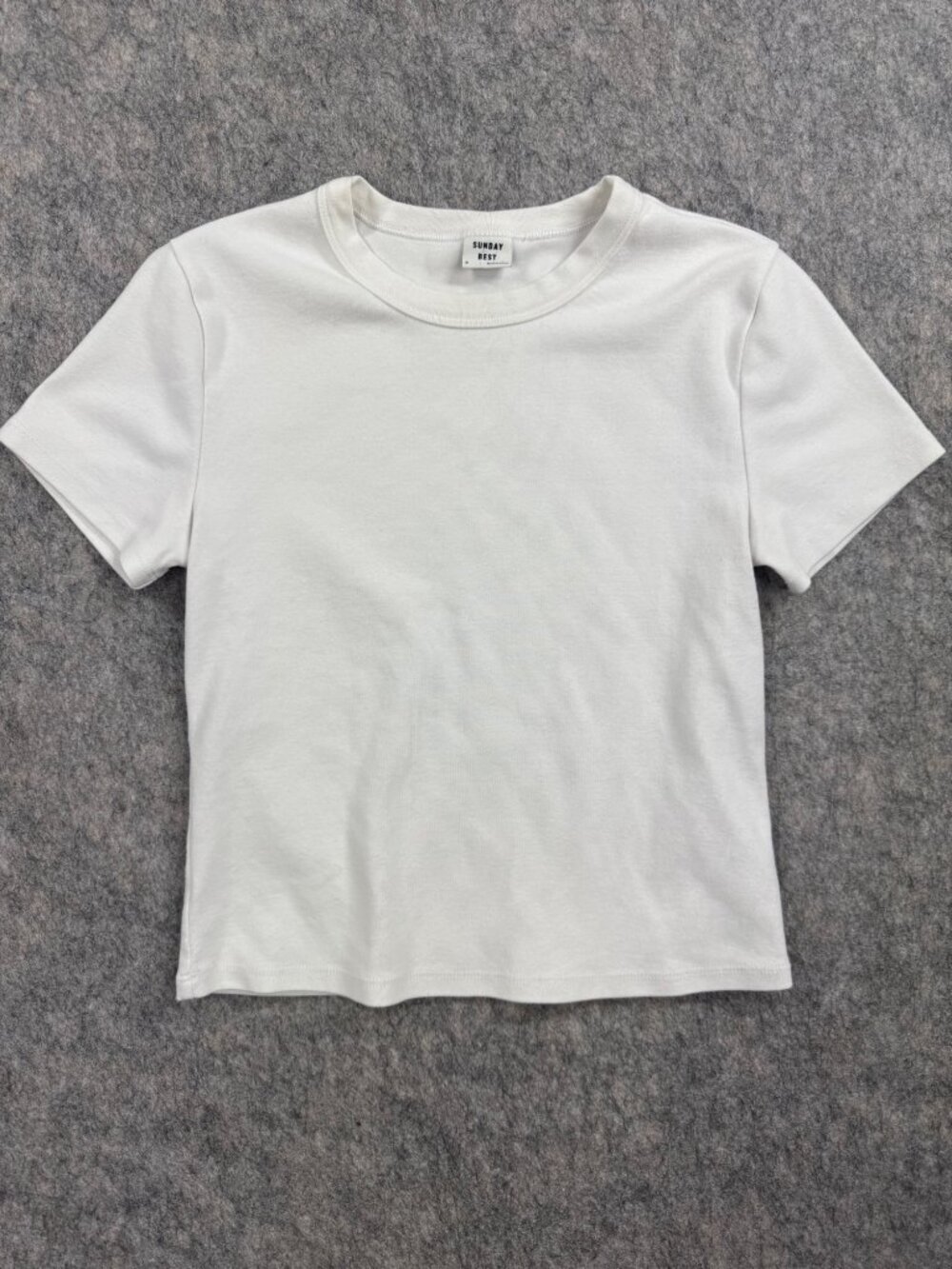 Sunday Best Womens White T Shirt Short Sleeve Sz S Crew Neck Basic